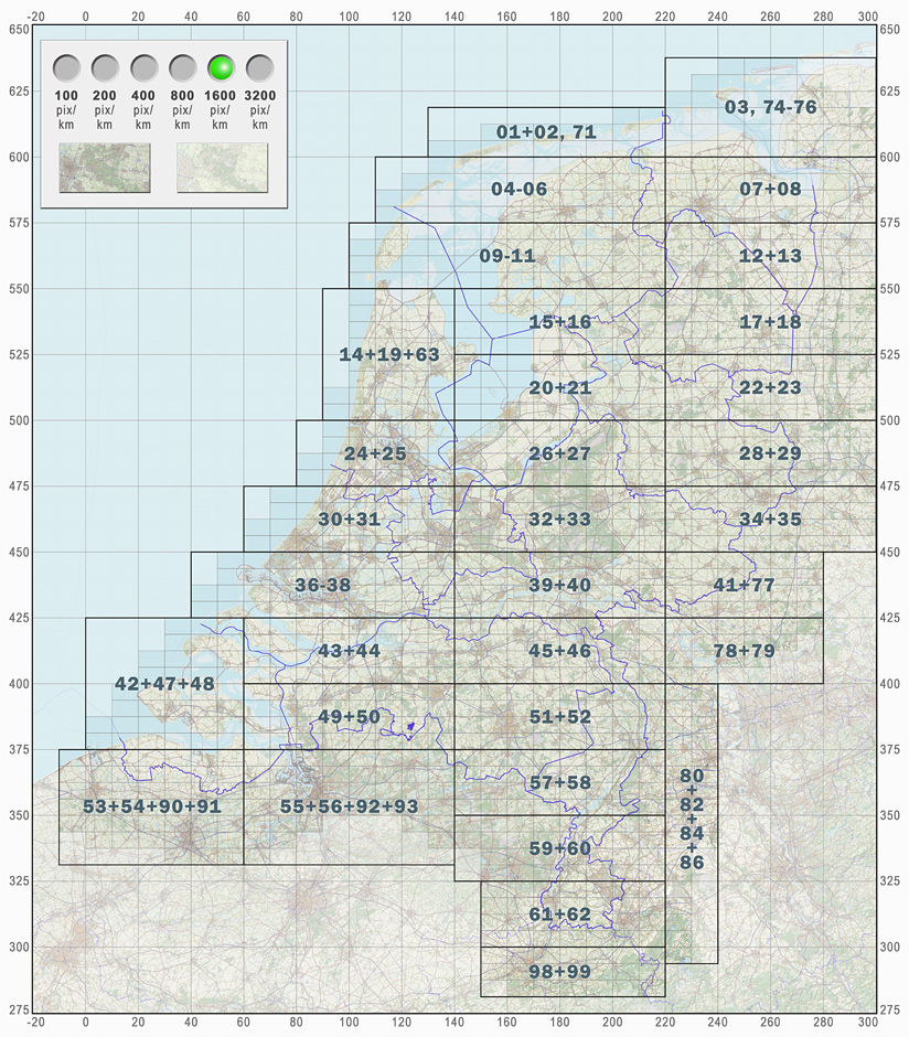 Overzichtskaart OpenTopo.nl - klik op een kaartblad om te downloaden als jpg